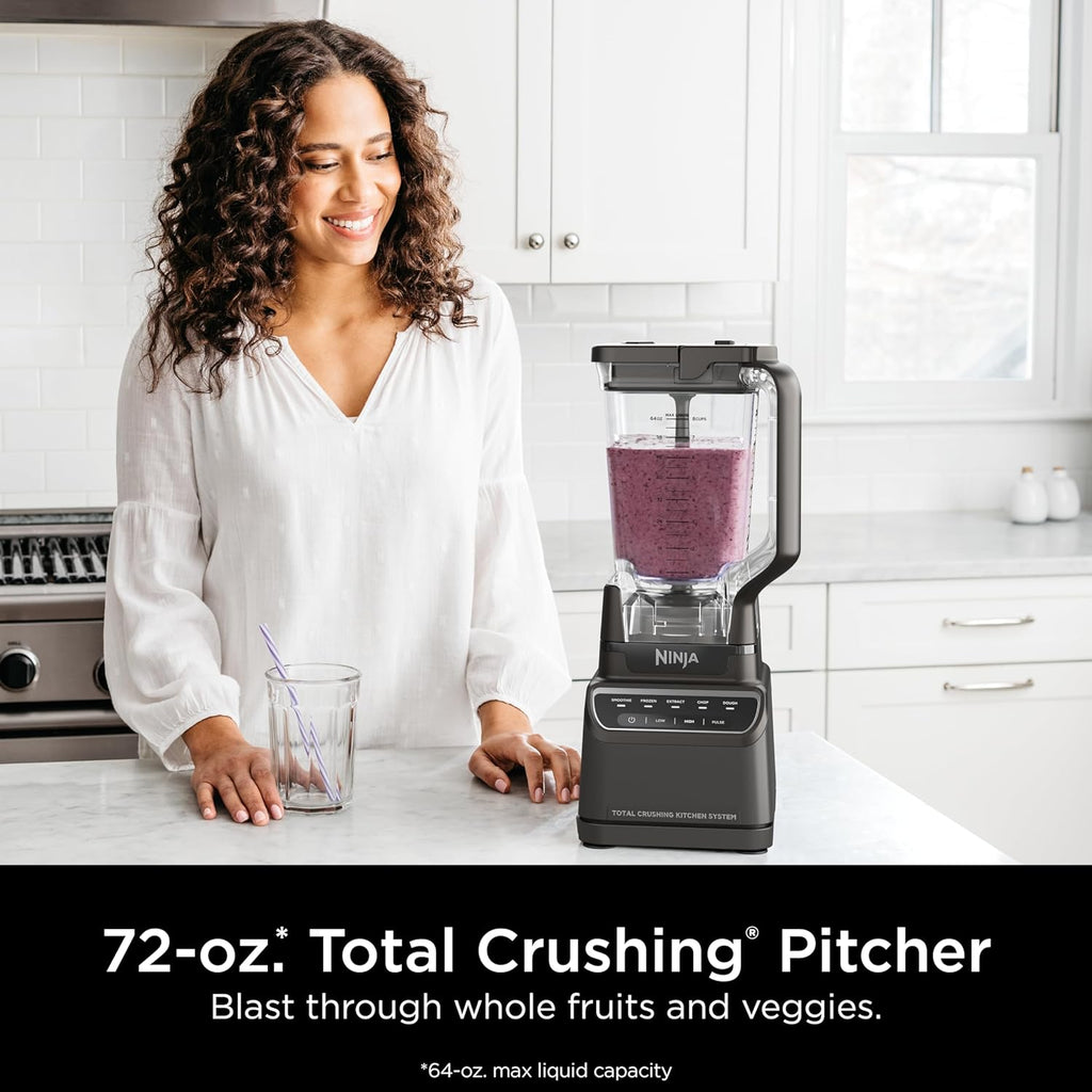 2026 2025 Ninja Mega Kitchen System, 1500W, Blender XL 72 oz et Robot Culinaire 8 Tasses avec (2) Gobelets To-Go 16 oz, Technologie Total Crushing - Smoothies, Glace Pilée, Purées, Pâte & Plus, Noir, BL770