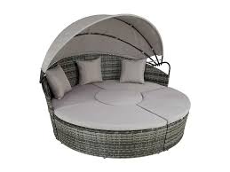 2026 Bain de soleil transat meuble jardin rond modulable gris 2208062