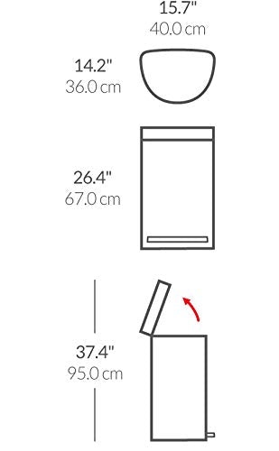 2026 2025 Simplehuman Poubelle de Cuisine Semi-Ronde à Ouverture au Pied 60 Litres avec Couvercle à Fermeture Douce, Acier Inoxydable Brossé