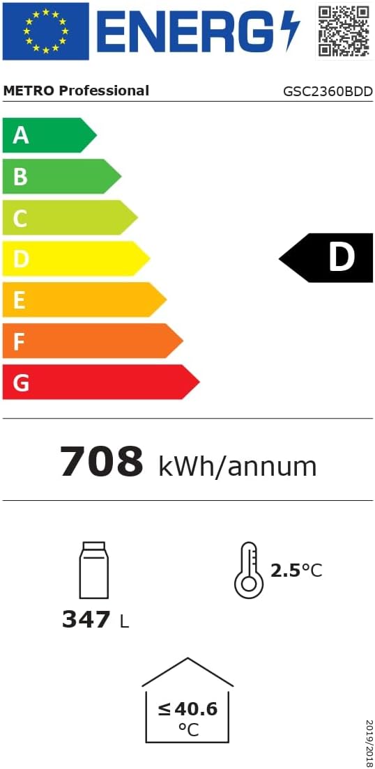 2026 METRO Professional Réfrigérateur à Boissons GSC2360B, Acier/Verre, 62 x 63.6 x 175.3 cm, 347 L, avec Serrure, Noir