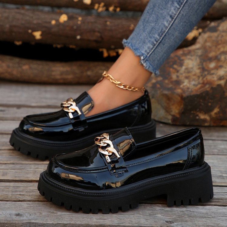 Chaussures sans lacets bout rond plateforme épais semelle en caoutchouc pour femme
