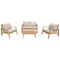 2026 Salon de jardin en acacia 4 places GILI - coussins sable Happy Garden
