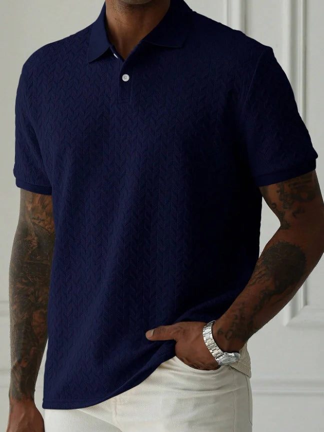2026 Men's Classic Short Sleeve Button Collar Polo Shirt Smart Casual