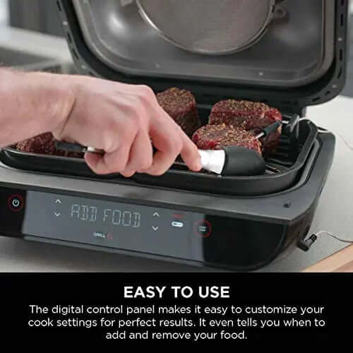 2026 2025 Ninja FG551 Foodi Smart XL Grill d’Intérieur 6-en-1 avec Friteuse à Air 4 Quart – Finition Acier Inoxydable