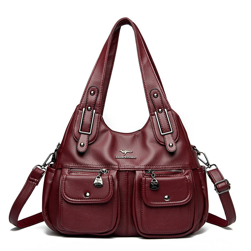 Sac à main grande capacité couleur unie pour femme