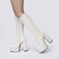 Womens American Platform Thick High Heel Boots | Thick Sole Leather Shoes - LAKD London