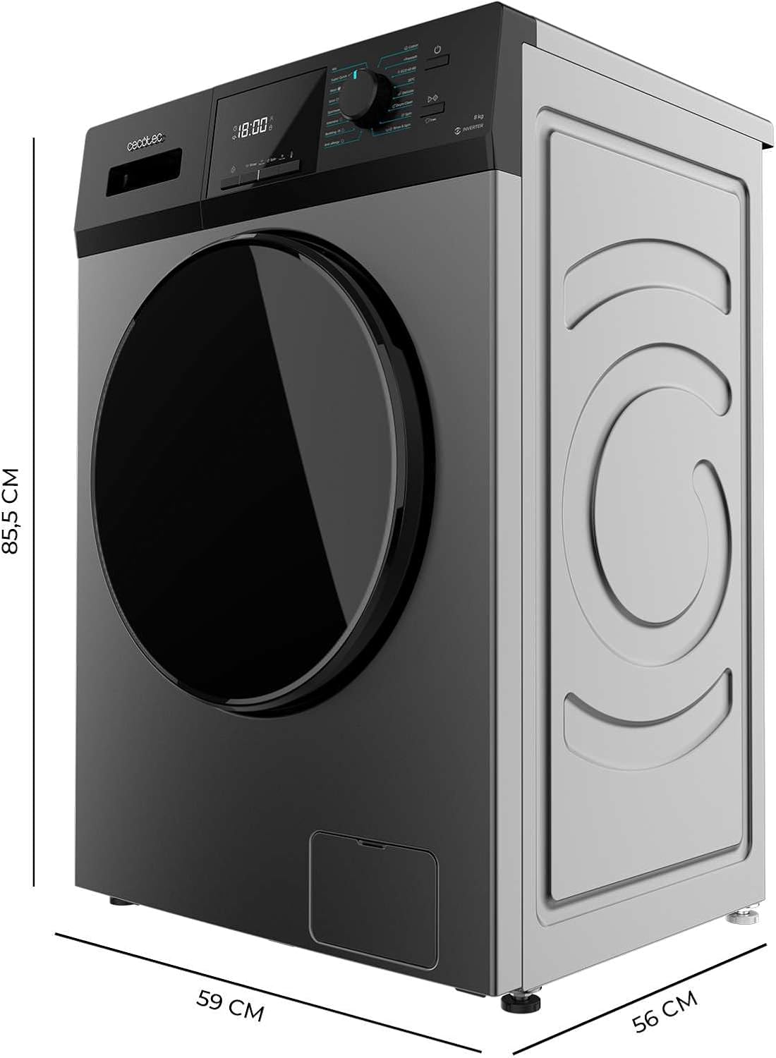2026 Cecotec Lave-Linge 9Kg Chargement Frontal Bolero Dresscode 9410 Inverter A. 1900W, 1400 tr/min Réglable, 16 Programmes, Faible Consommation d'Énergie, Vapeur, Stérilisation du Linge
