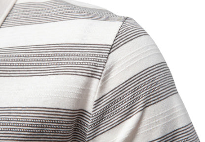 Men's Striped Lapel Polo Summer Textured Short Sleeve Shirt - LAKD London