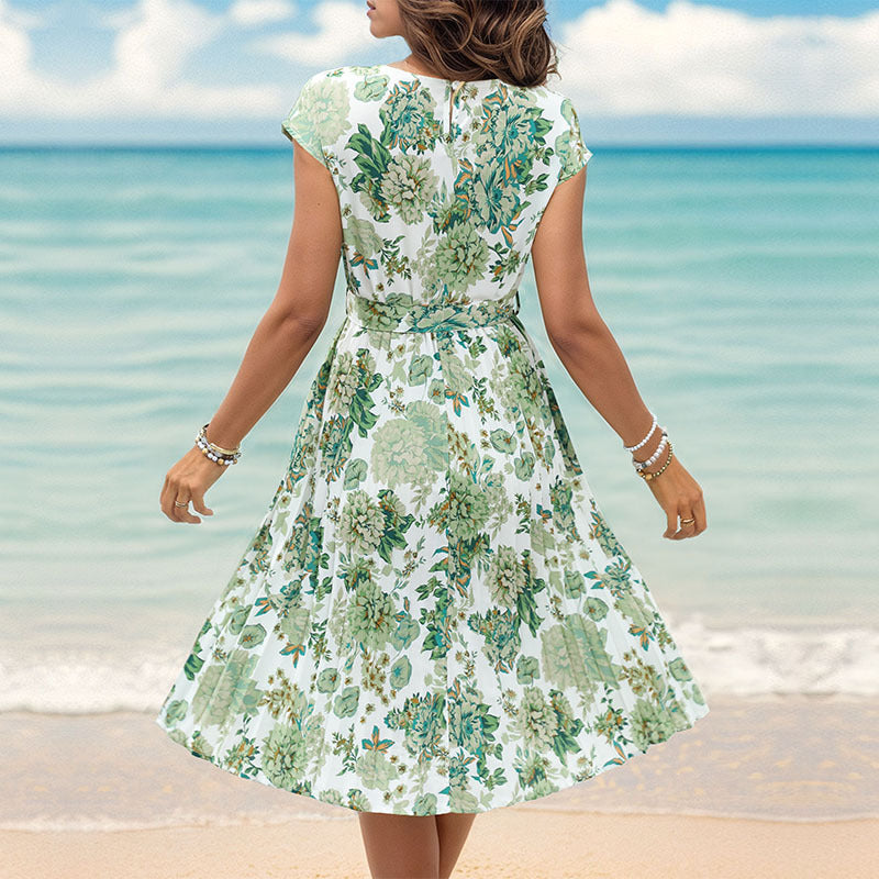 Robe élégant à lacets plissé midi moderne pour femme