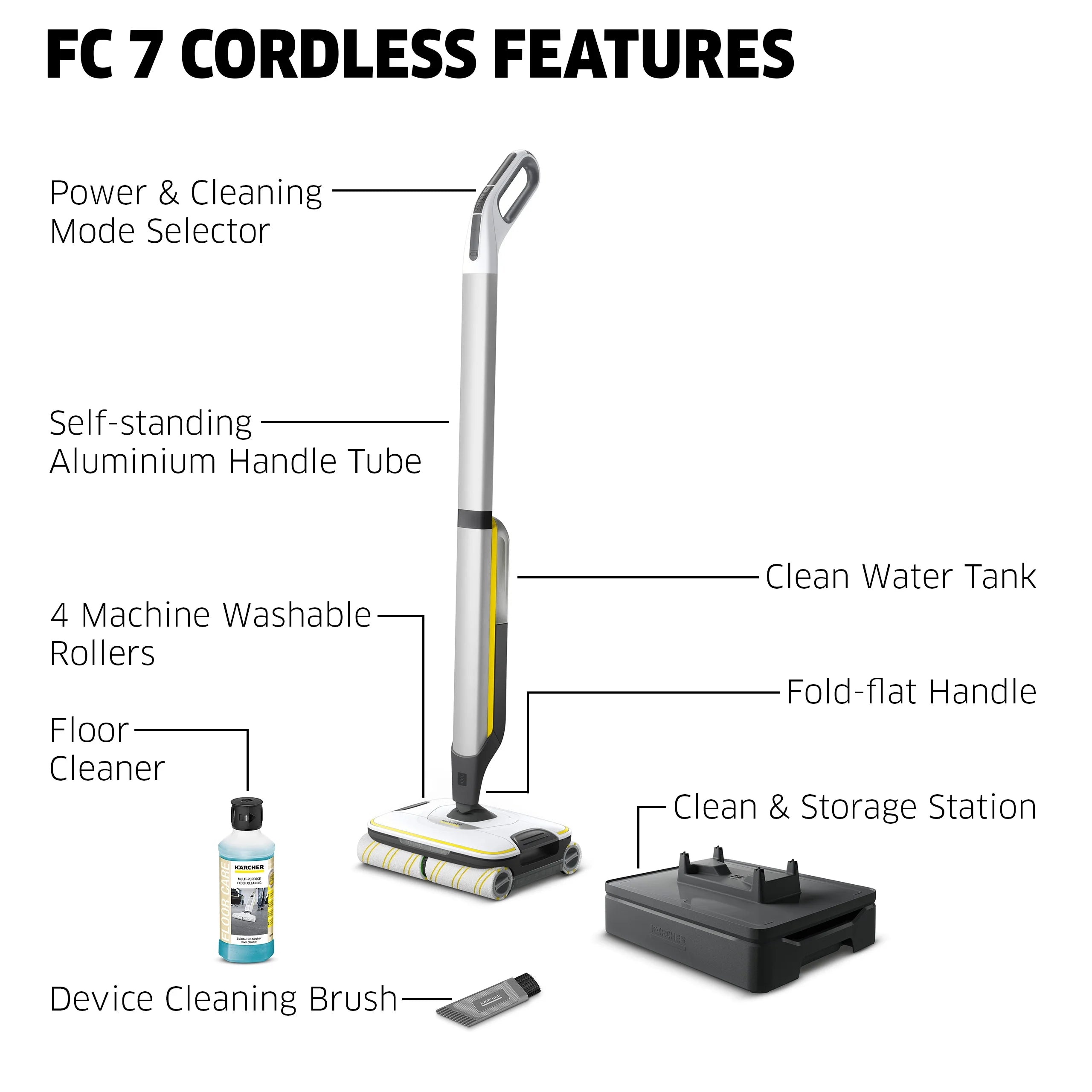 2026 2025 Kärcher Nettoyeur de Sols FC 7, Balai Électrique Sans Fil, Pour Sols Durs, Bois, Stratifié, Carrelage et Pierre