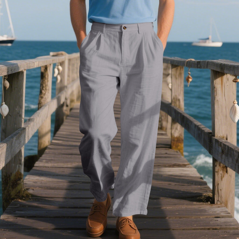 Pantalon droit en lin professionnel confortable élégance pour homme