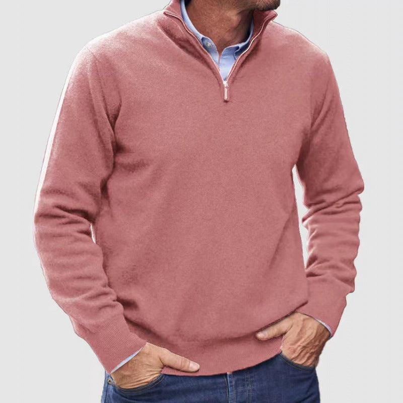 Polo zippé ultra-fin léger manches longues décontracté pour homme