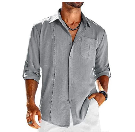 2026 Men's Casual Long Sleeve Button Down Shirt With Pocket Detail