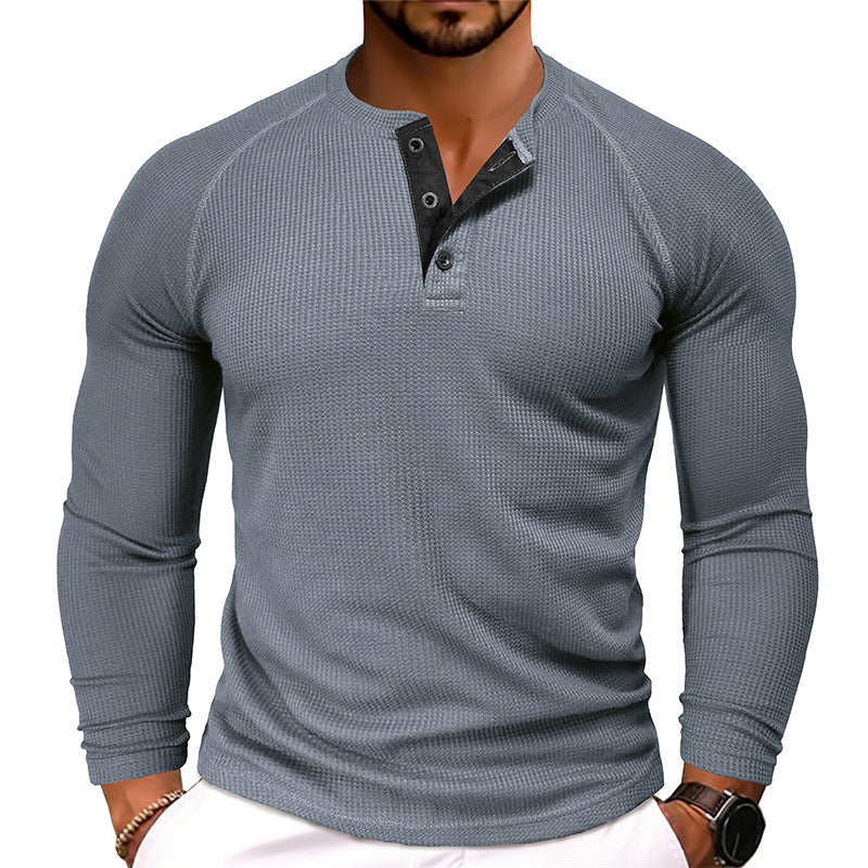Men's Round Neck Waffle Knit Casual Slim Fit T-shirt - LAKD London