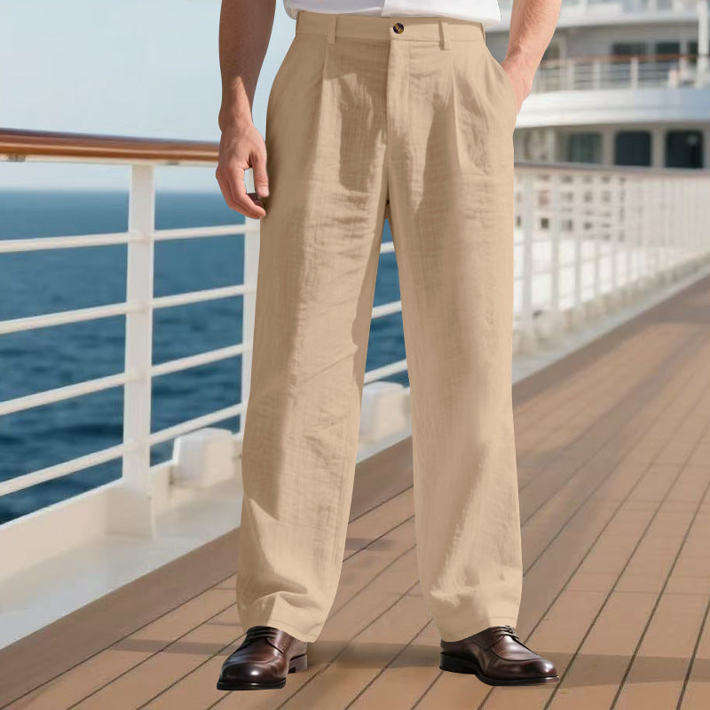 Pantalon droit en lin professionnel confortable élégance pour homme