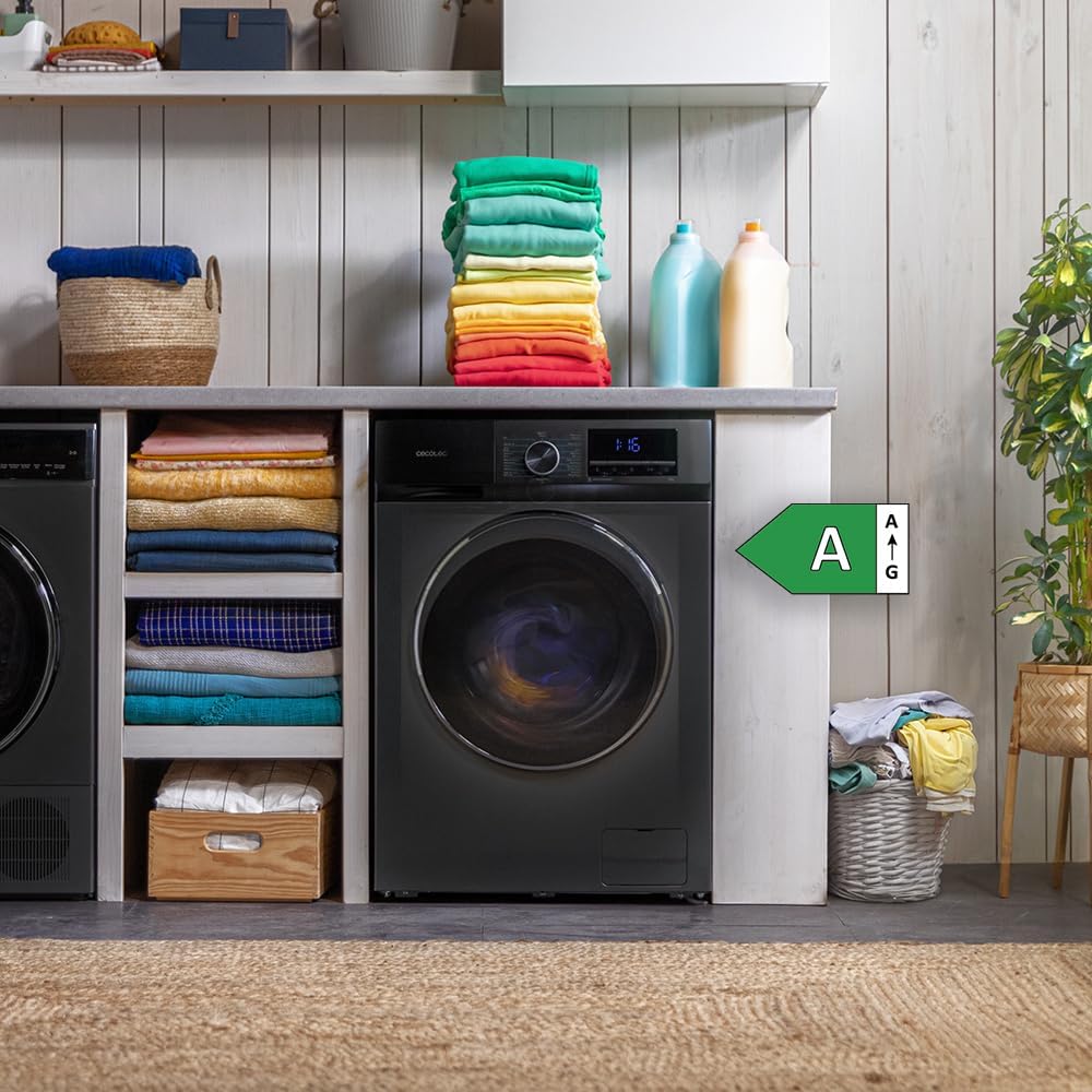 2026 Cecotec Bolero Dresscode 10500 Inverter Steel A. Lave-linge 10 kg Steel, 1400 tr/min, Moteur Inverter Plus, Vapeur, Classe A.
