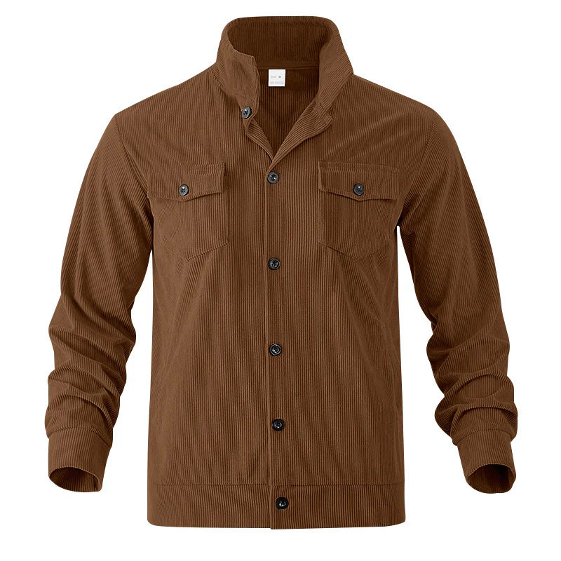 2026 Men's Corduroy Stand Collar Jacket with Multi Pockets and Casual Style