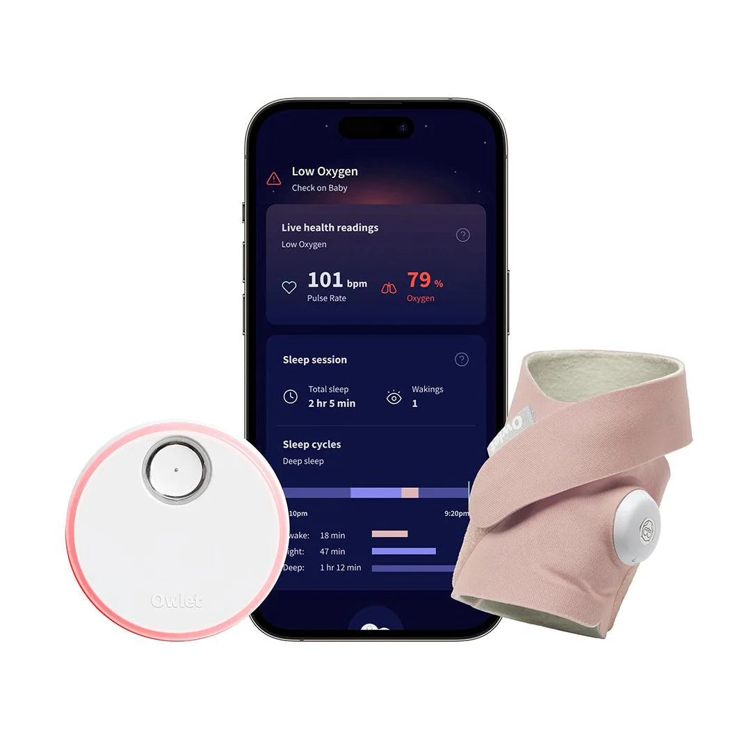 2026 2025 Owlet Dream Sock™ – Moniteur Bébé Intelligent avec Surveillance en Temps Réel du Pouls, de l’Oxygène et du Sommeil – Couleur Rose Poudré