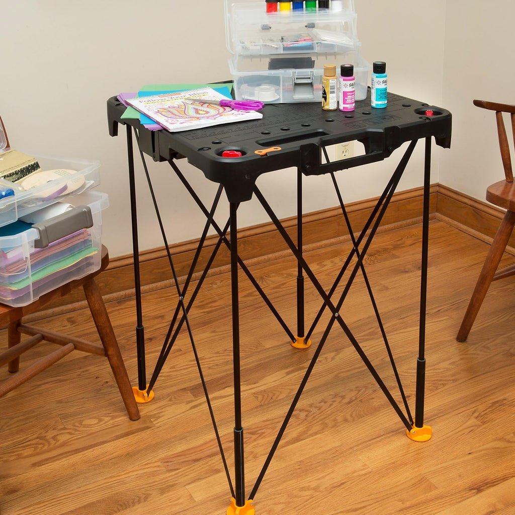2026 2025 Table de Travail et Chevalet Pliant 2-en-1 Worx Pegasus, Banc de Travail Portable Facile à Installer, 31" L x 25" P x 32" H, Léger avec Haute Capacité de Charge, WX051 - Inclut 2 Serres et 4 Brides