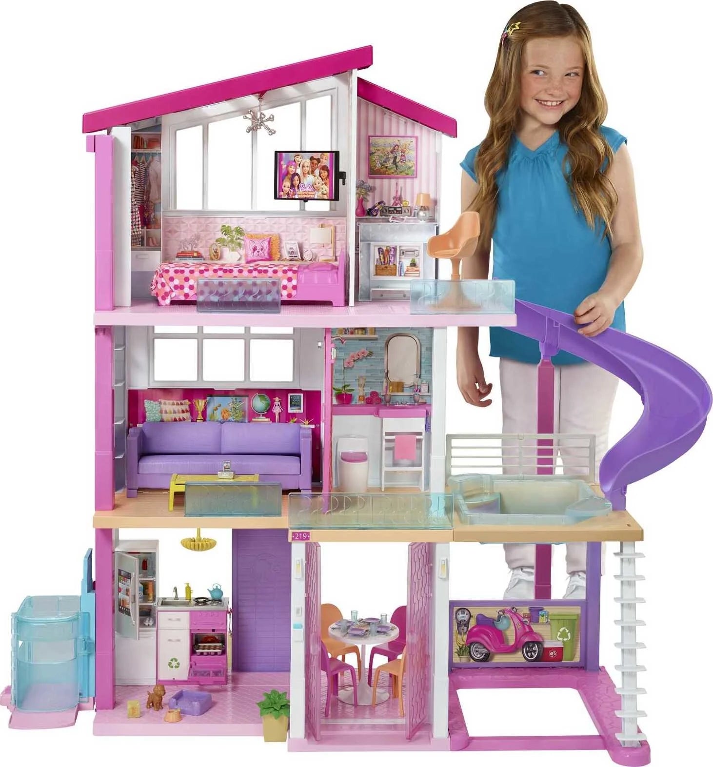 2026 2025 Casa delle bambole Barbie DreamHouse con oltre 70 accessori,ascensore funzionante,luci e suoni -