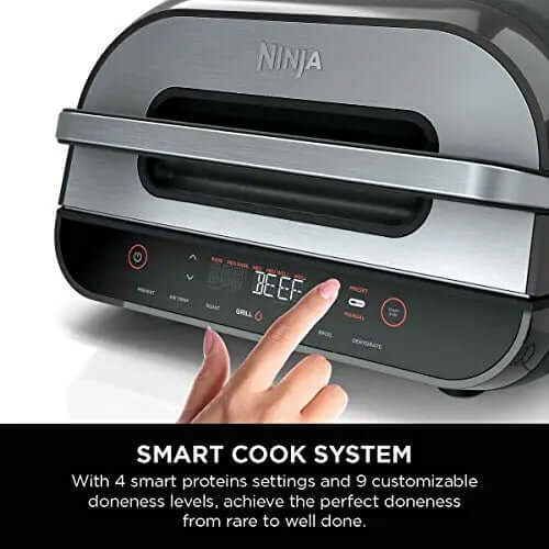 2026 2025 Ninja FG551 Foodi Smart XL Grill d’Intérieur 6-en-1 avec Friteuse à Air 4 Quart – Finition Acier Inoxydable