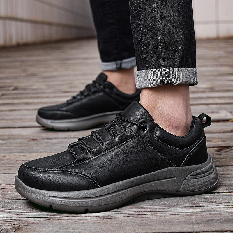 Baskets tige basse en cuir bout rond style britannique décontracté pour homme