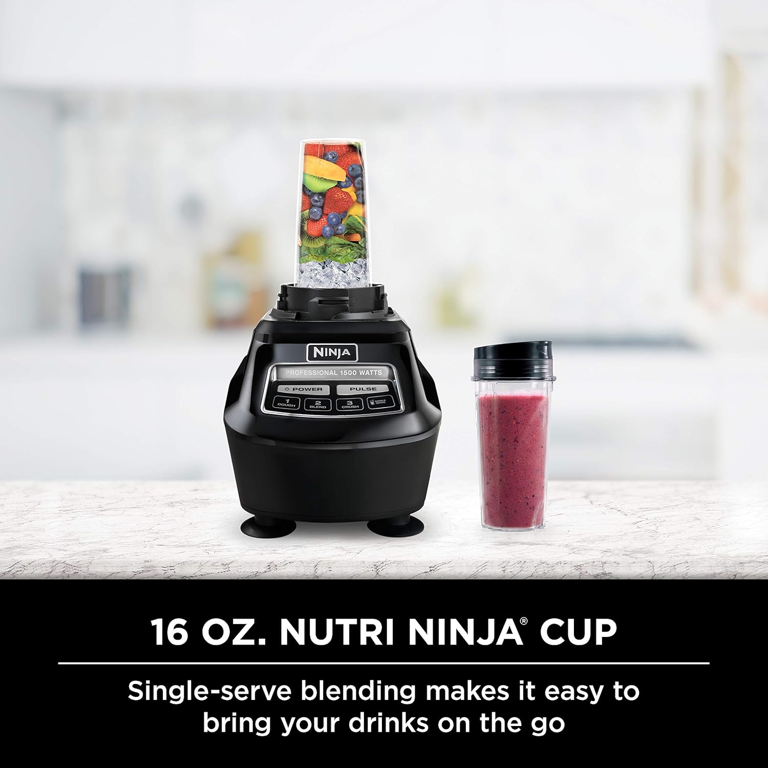 2026 2025 Ninja Mega Kitchen System, 1500W, Blender XL 72 oz et Robot Culinaire 8 Tasses avec (2) Gobelets To-Go 16 oz, Technologie Total Crushing - Smoothies, Glace Pilée, Purées, Pâte & Plus, Noir, BL770