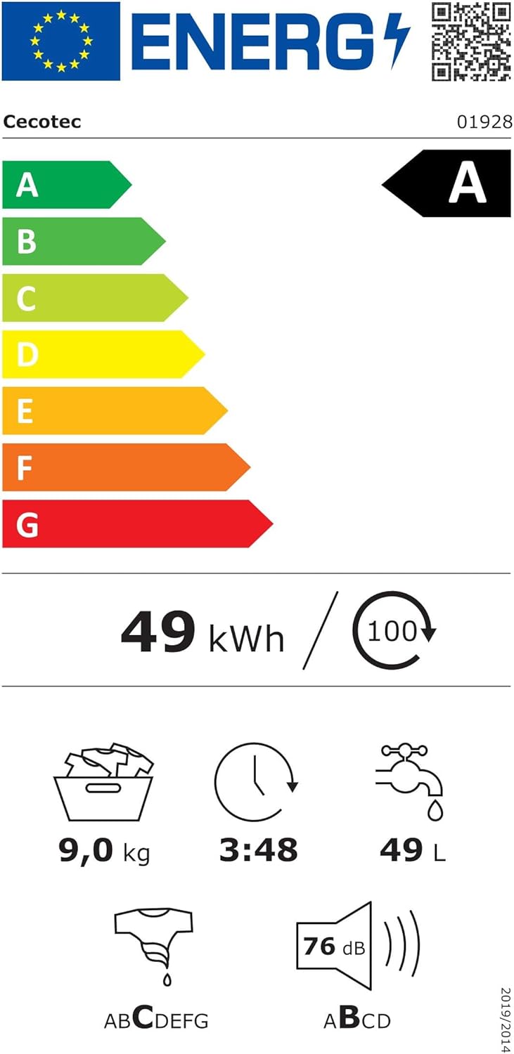2026 Cecotec Lave-linge 10Kg Bolero DressCode 10610 Inverter Steel A. Chargement Frontale, 1400 RPM, Steam Max, Motor Inverter Plus, 15 Programmes, OnSmart, Stop&Go, Caoutchouc Antibactérien, Drum Clean