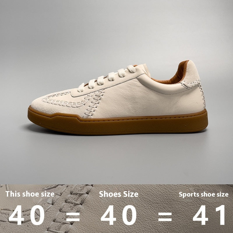 Baskets en cuir véritable bas coupe baseball décontracté dentelle pour homme