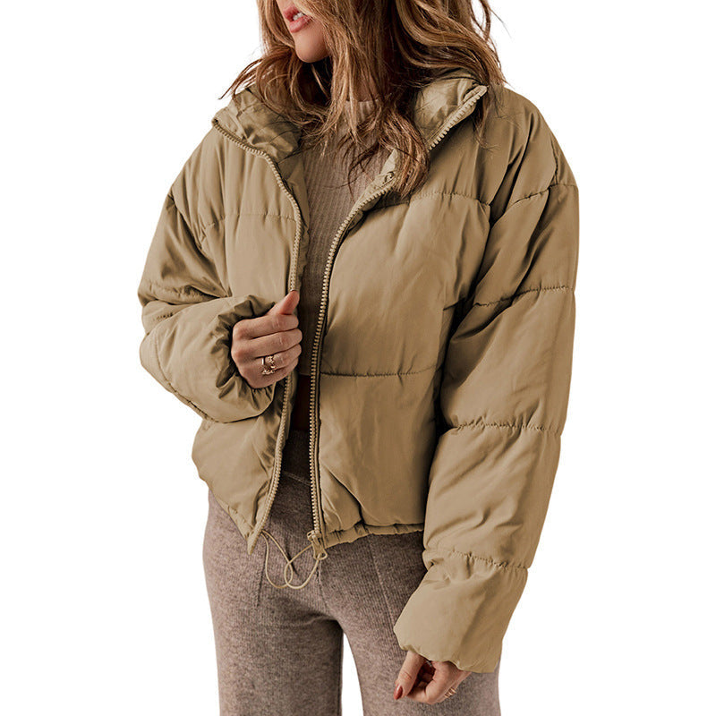 Manteau hiver épais en coton rembourré col montant pour femme