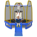 2026 Trampoline Extérieur Ø 223cm avec Toboggan&Echelle avec Filet de Sécurité 2 Portes en U Charge 270kg pour 2-3 Enfants de 3 Ans+ Bleu/Vert