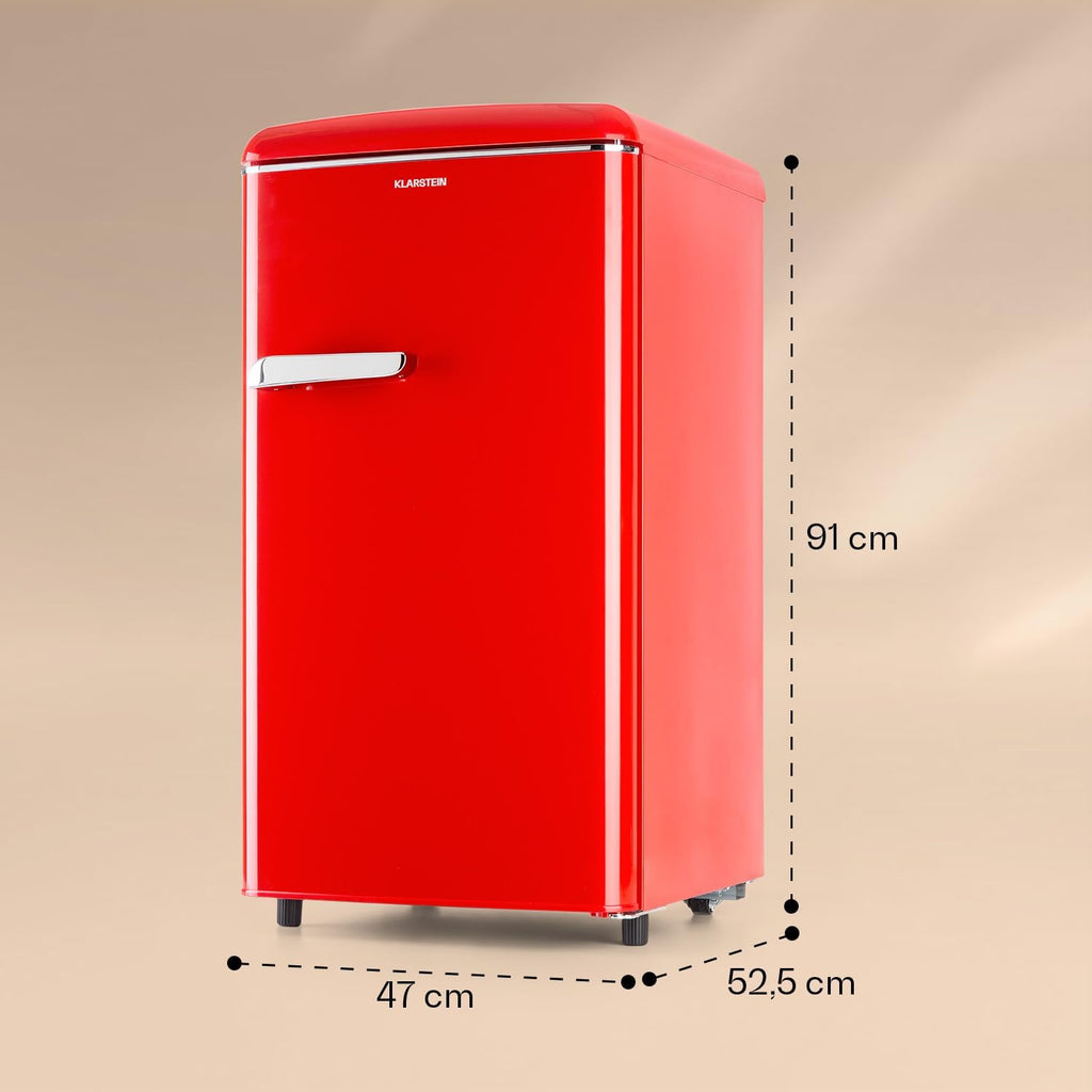 2026 KLARSTEIN Laika - Congélateur, volume total 60 litres, thermostat à 5 niveaux, 0 à -18°C, 3 grilles, pose libre, design rétro - rouge