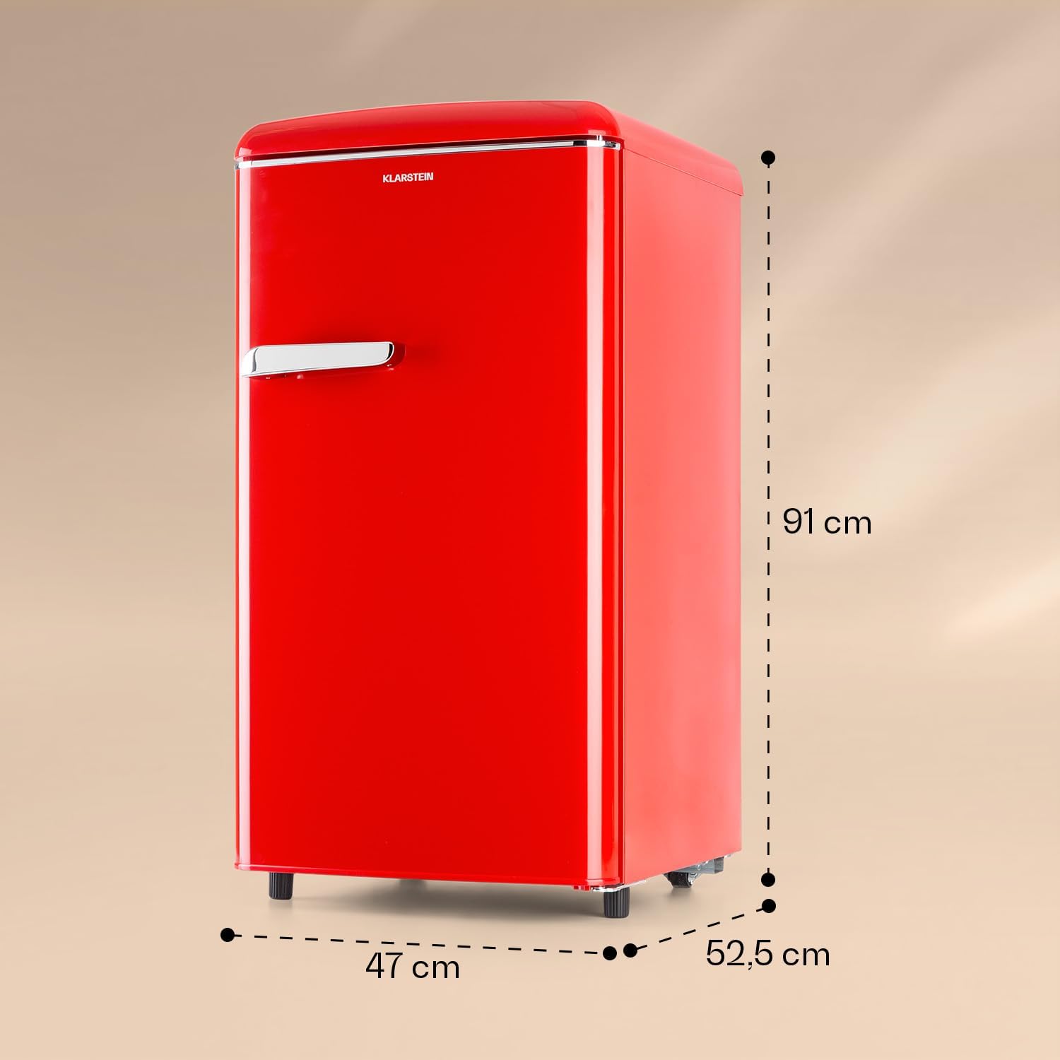 2026 KLARSTEIN Laika - Congélateur, volume total 60 litres, thermostat à 5 niveaux, 0 à -18°C, 3 grilles, pose libre, design rétro - rouge