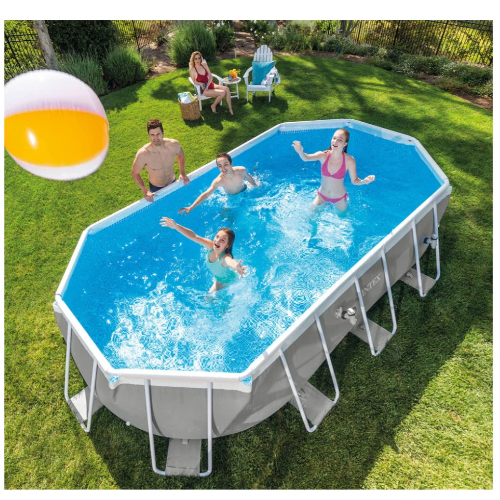 2026 2025 Intex Prism Frame Ovale – Piscine Hors-sol 6,1 x 3,05 m, Cadre Acier Robuste, Pompe et Échelle Incluses, Édition Limitée
