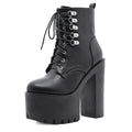 Bottes noir plateforme à lacets talon haut pour femme