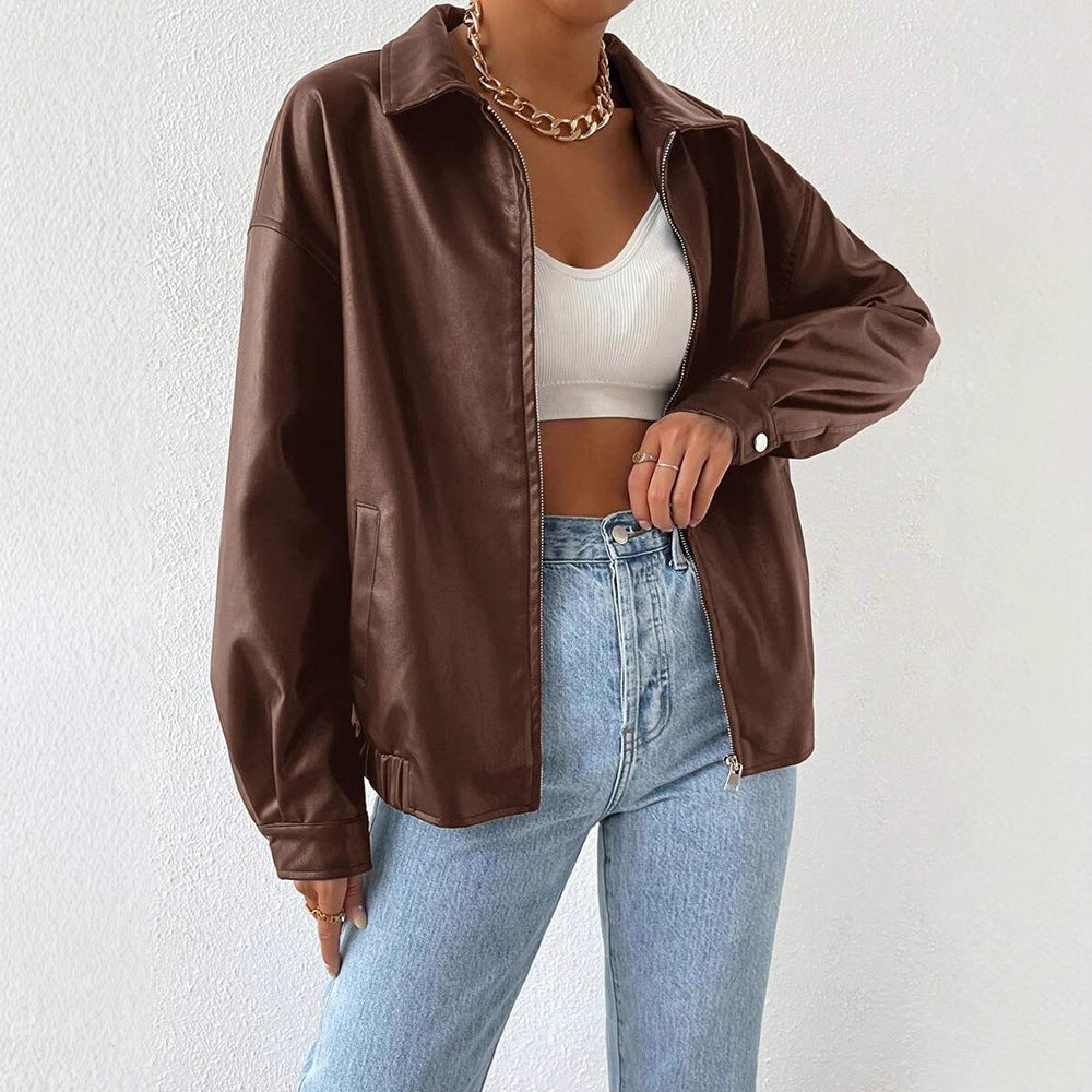 Manteau en cuir PU hiver facile à porter chic chaud pour femme