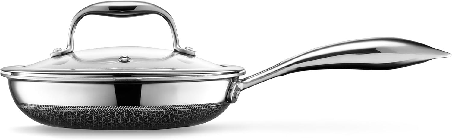 2026 2025 Poêle HexClad Hybrid Antiadhésive 8 Pouces, Poignée Reste-Froide, Compatible Lave-Vaisselle, Résistante au Four jusqu’à 482°C, Compatible Induction et Tous Types de Plaques de Cuisson