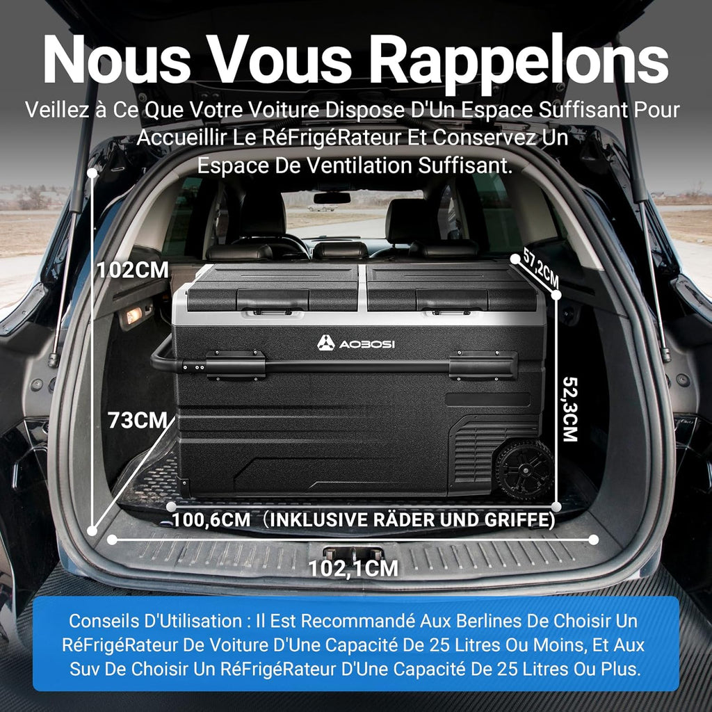 2026 115L Glaciere Electrique Double Zone,Glaciere a Compression WiFi APP,12 V/24 V et 100-240 V Frigo Camping,-20 ℃ à 20 ℃,pour Voiture,Camion,Bateau,Camping,Car,Caravanes,Voyageant,Maison