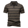 Men's Striped Lapel Polo Summer Textured Short Sleeve Shirt - LAKD London