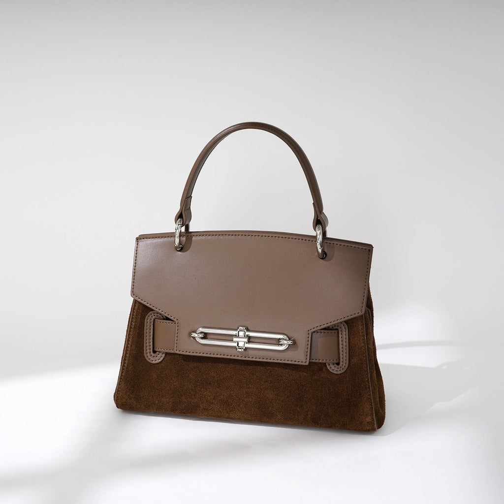 Sac à main luxe en cuir véritable à une épaule texturé format rabat pour femme