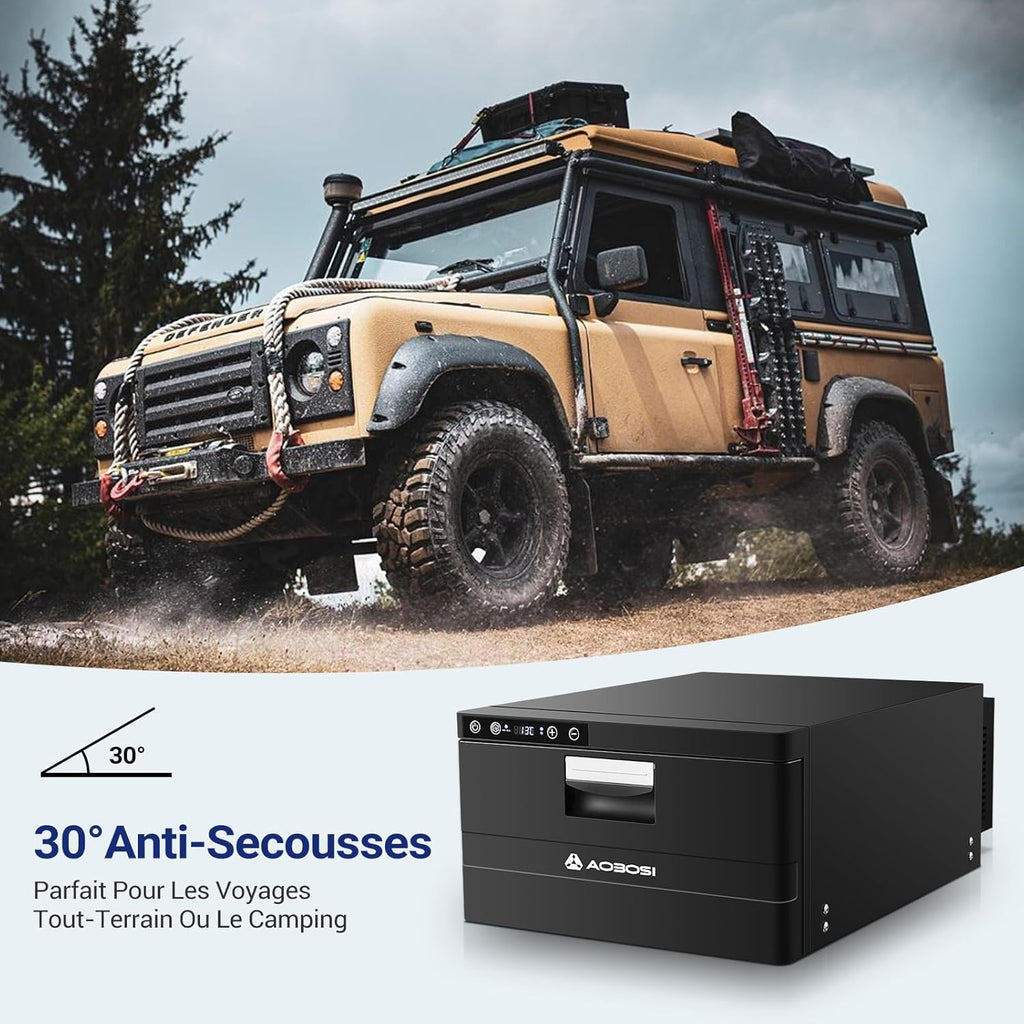 2026 AAOBOSI 31L Tiroir Glaciere Electrique, Glaciere a Compression avec APP, Glaciere Caravane 12V/24V, -20℃ à 20℃ Glacière Électrique pour Voiture, Camion, Bateau, Camping-Car