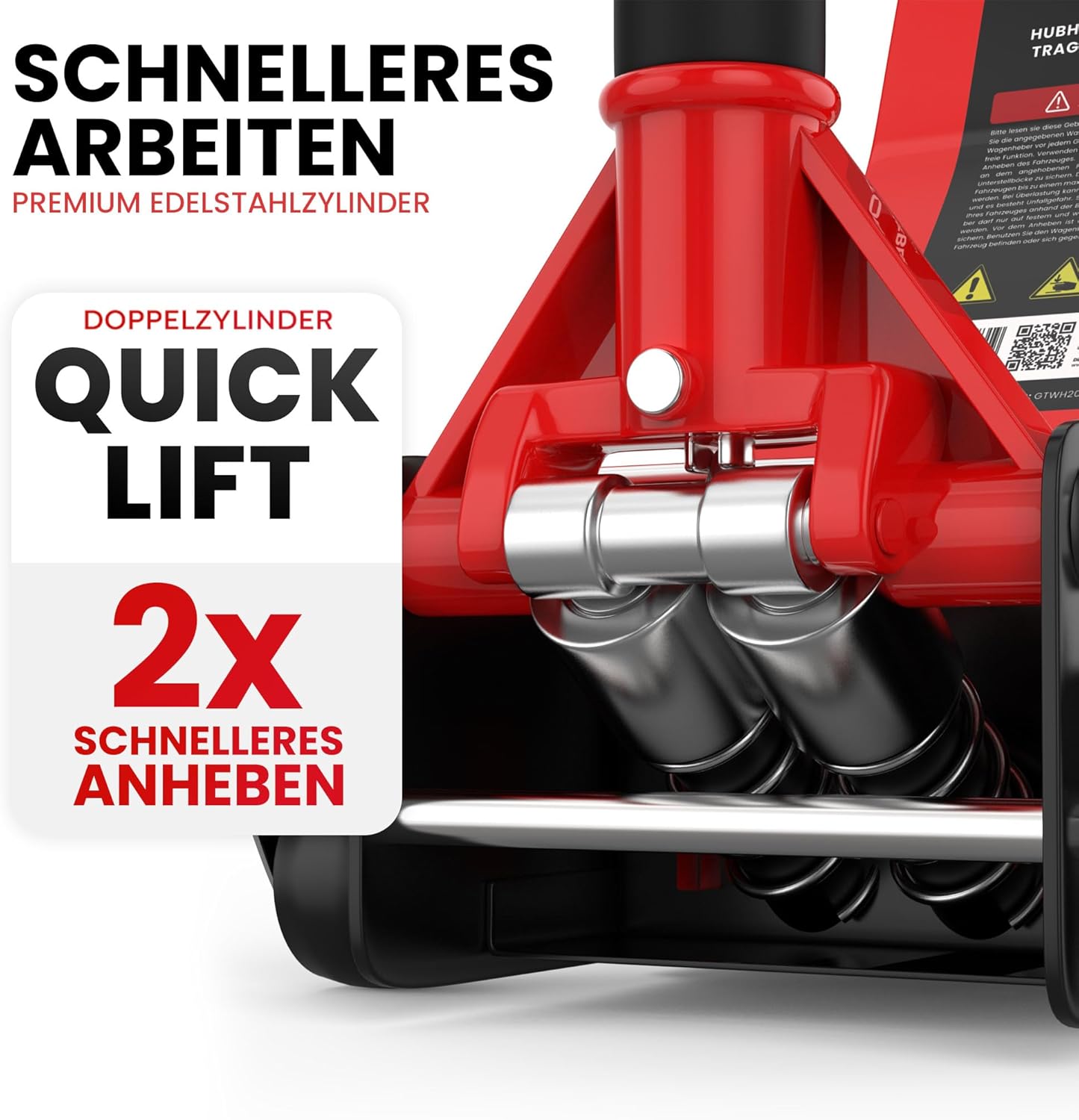 2026 Cric hydraulique 3T - Hauteur de Levage Plate : 75-505 mm - avec 2 Supports en Caoutchouc - Cric hydraulique Professionnel - roulettes de Levage à 360°,