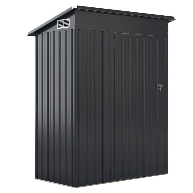 2026 Abri de Rangement Toutes Saisons Abri à Outils Utilitaire avec Toit en Pente Porte Ouvrante Aérations Cadre en Métal Galvanisé Gris