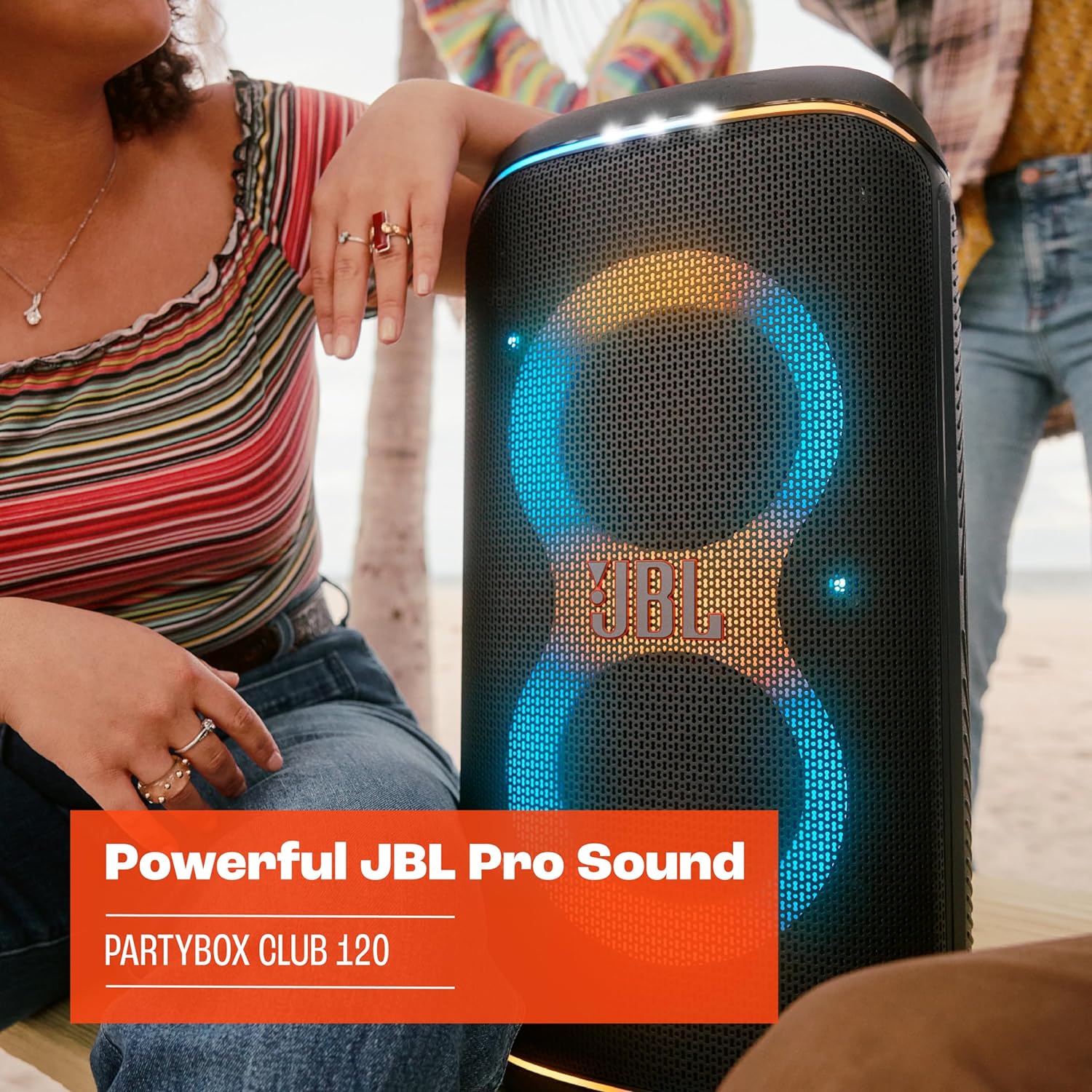2026 PartyBox Club 120,Enceinte portable de soirée,poignée pliable ergonomique,jeu de lumières,12 heures d'autonomie,résistante aux éclaboussures IPX4,noir,Prise européenne (Type C) -