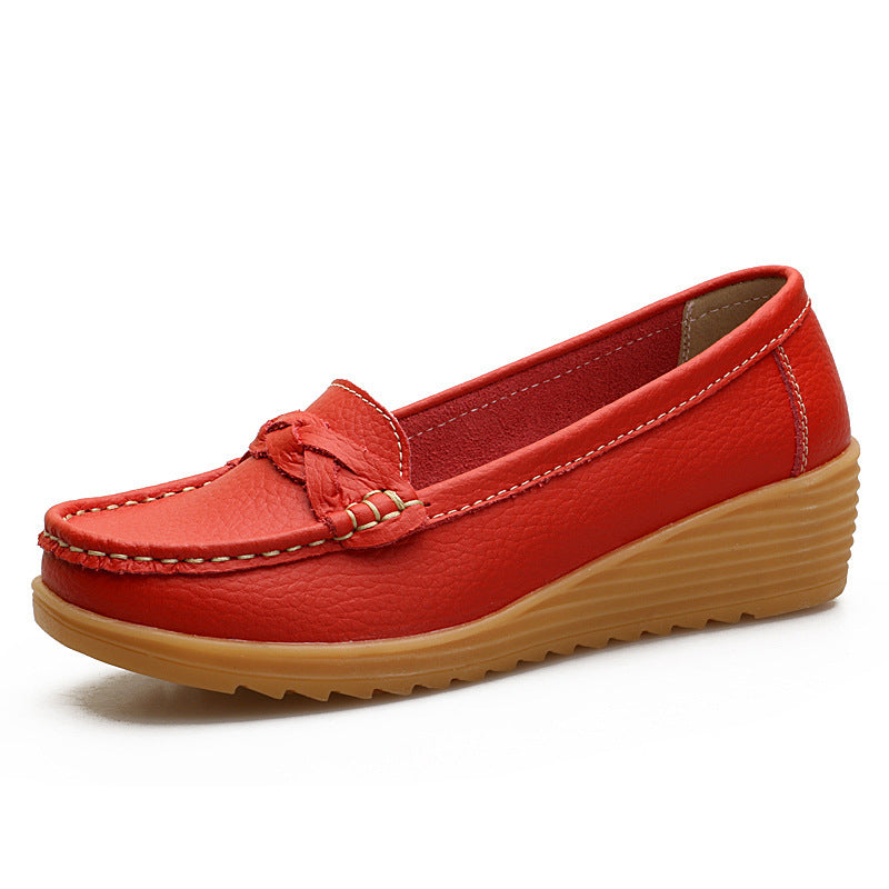 Escarpins cuir de vachette gommino semelle souple compensé pour femme
