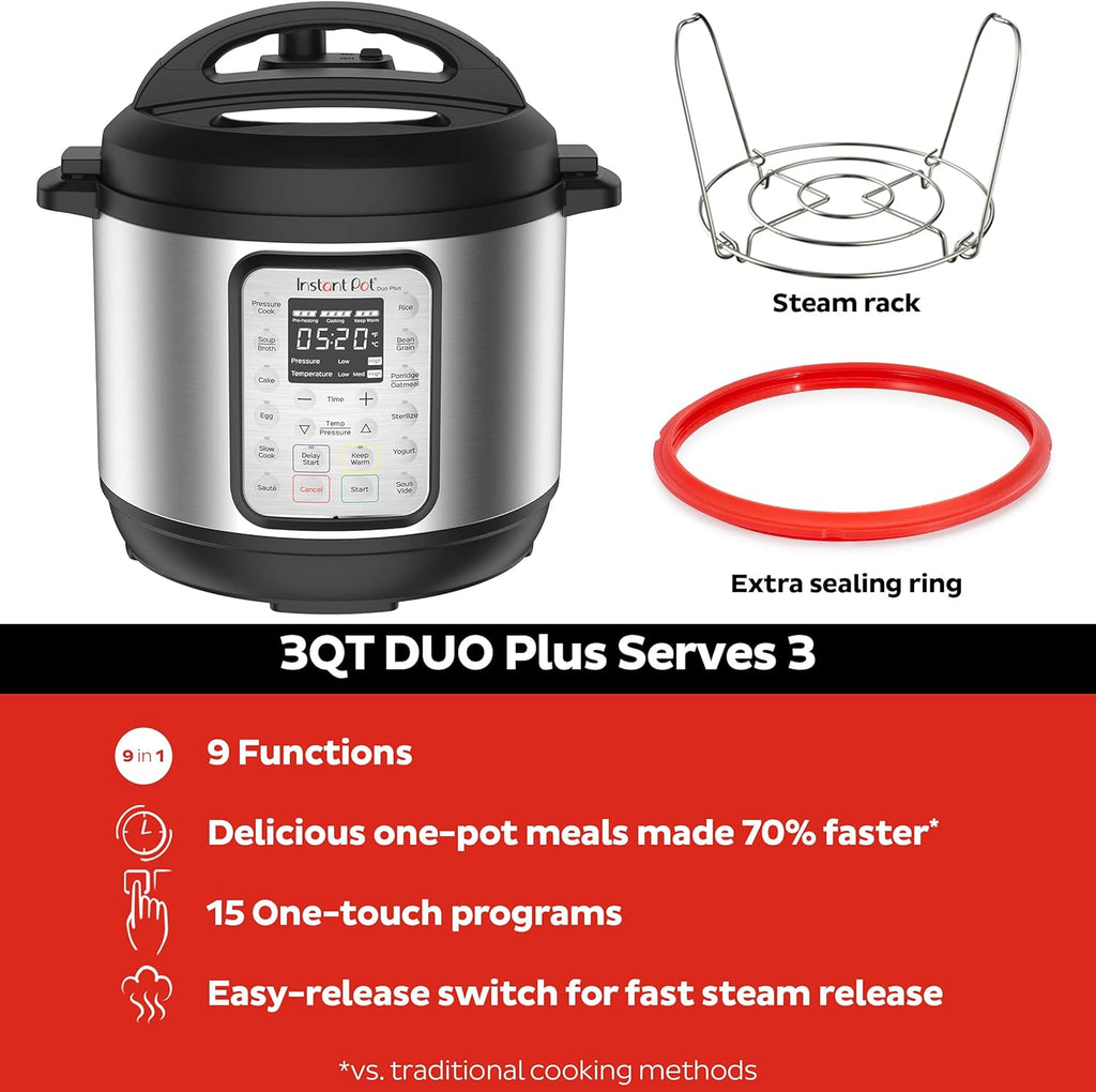 2026 2025 Instant Pot Duo Plus 9-en-1 Multicuiseur, Autocuiseur, Slow Cooker, Cuiseur de Riz, Vapeur, Sauté, Yaourtière, Maintien au Chaud et Stérilisateur, Application Incluse avec Plus de 800 Recettes, Acier Inoxydable, 6 Quarts