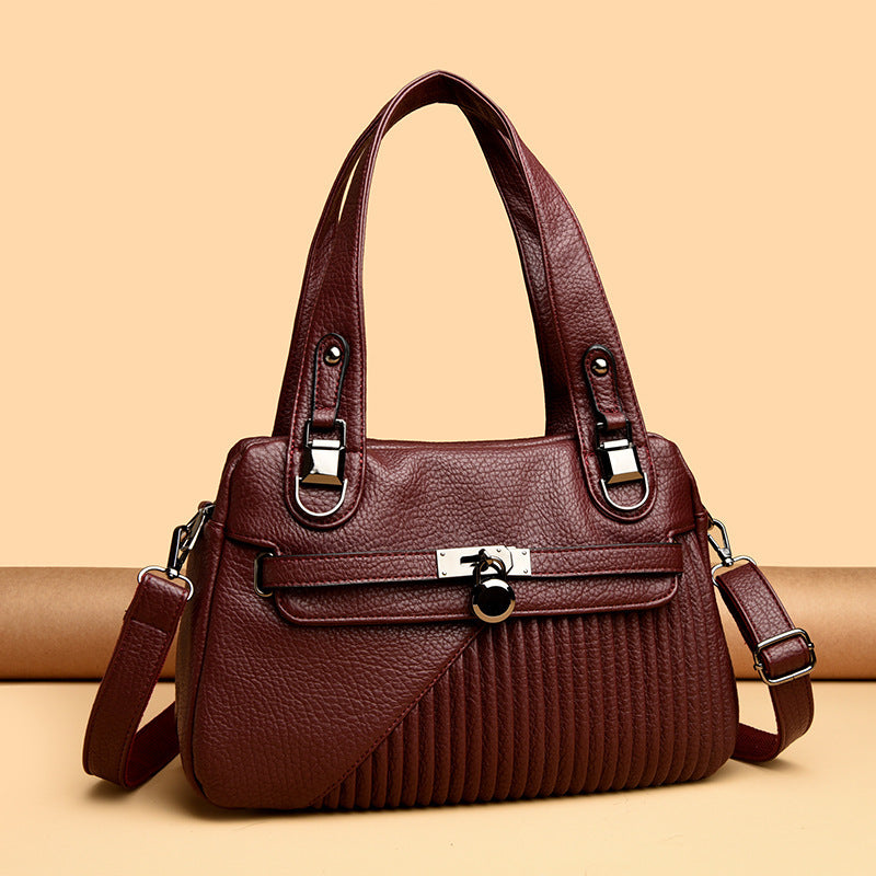 Sac bandoulière tendance grande capacité coutures carré PU pour femme