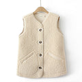 Gilet sans manches grande taille daim lambswool doux chaud ville pour femme