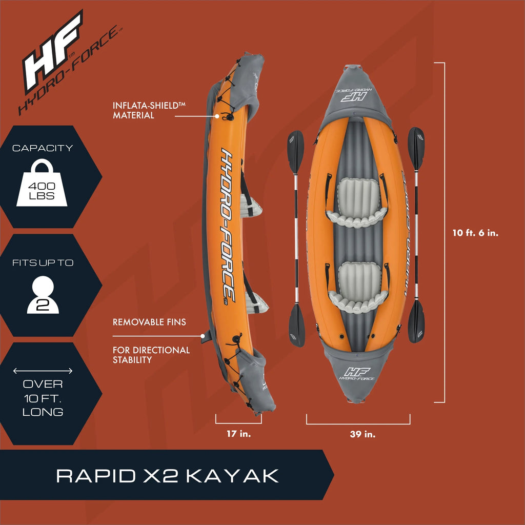 2026 Kayak gonflable Bestway Hydro Force Lite Rapid X2 - Pack sports nautiques de plein air