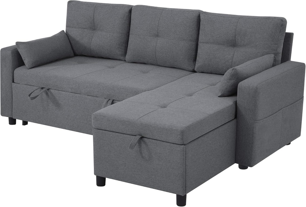 2026 Canapé Convertible en Forme de L,canape lit 2 Places Convertible Gris,canapé 3 Places lit gigogne avec Fonction Couchage,équipé d'un Espace de Rangement